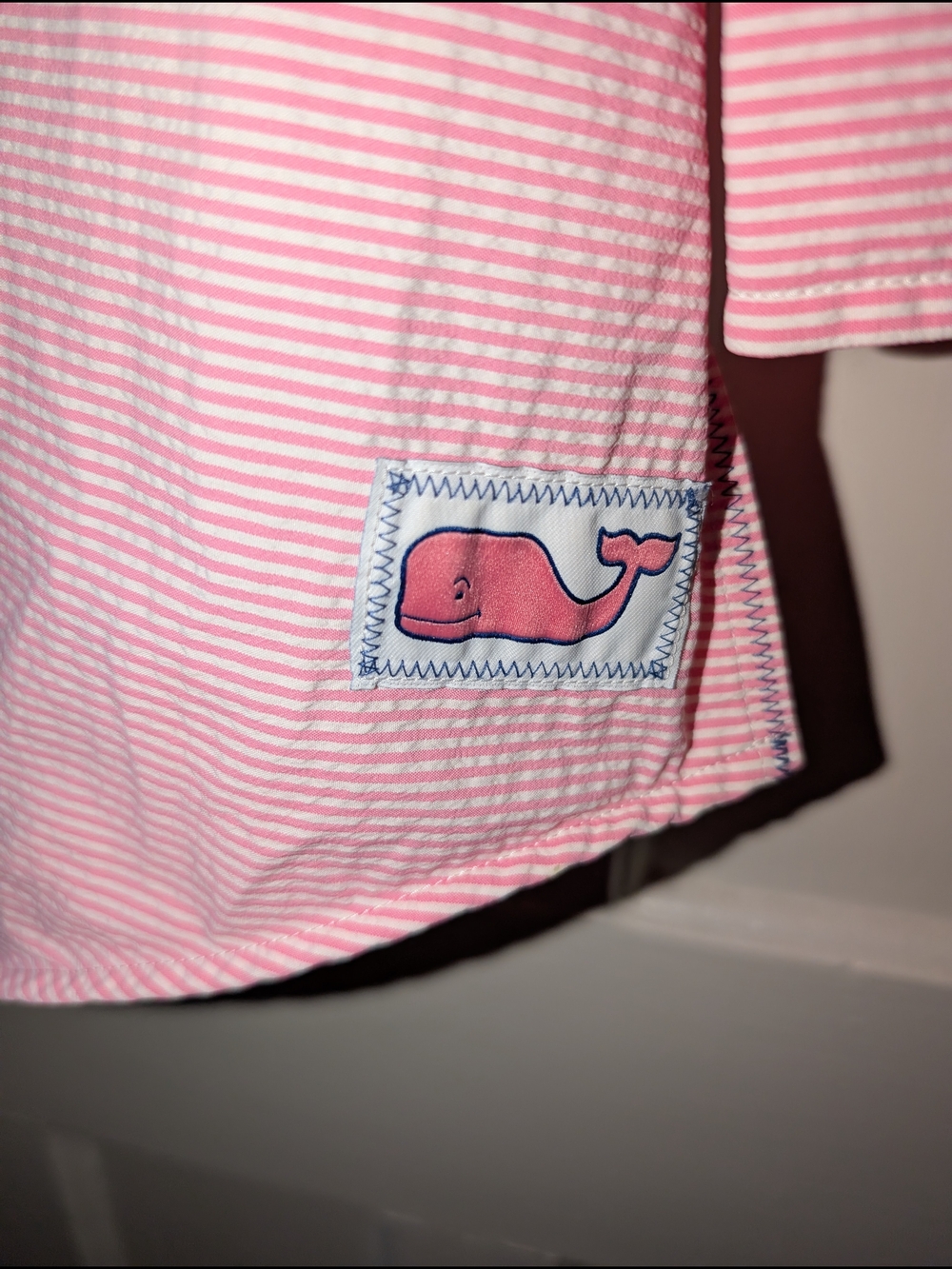 Vineyard Vines Performance Sailing Shirt Womens 8 Pink White Striped Pullover - Picture 6 of 8
